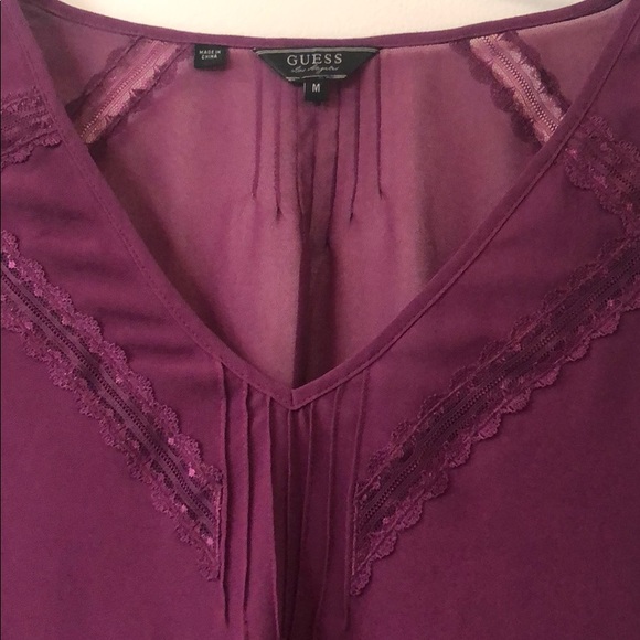Purple Sheer Guess Blouse with Lace Detail - Picture 4 of 6